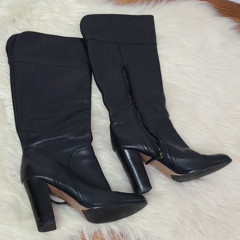 Halogen black leather tall heeled boots size 9.5